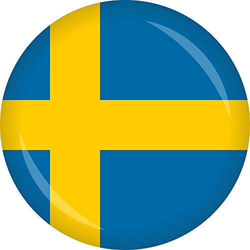 Preisvergleich Produktbild partydiscount24 Button Flagge - WM 2018 Teilnehmer Ø 50 mm - 6 Stück (Schweden)