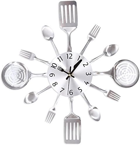 Metal Knife Fork Wall Clock， Yibei Home Office Decorative Wall Mount Analog Clock