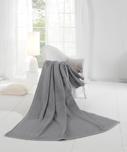 Biederlack Wohn- und Kuscheldecke, 60 % Baumwolle, Veloursband-Einfassung, 150 x 200 cm, Grau, Orion Cotton, 239961 - 2