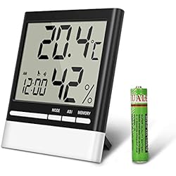 EIVOTOR Thermomètre Hygromètre Numérique, Multifonctionnel Thermo-hygromètre Électronique Mini Écran LCD Digital Moniteur de Température et d'humidité Capteurs Intérieur Température, Alarme, Date