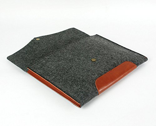 Lavievert Filz und Kunstleder Laptoptasche , Handgefertigte Schutzhülle für MacBook Air( Grau ) (13 Zoll) - 4