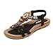 Produktbild Amlaiworld Damen Mode Sweet Perlen Clip Toe Wohnungen böhmischen Herringbone Sandalen (37, schwarz)