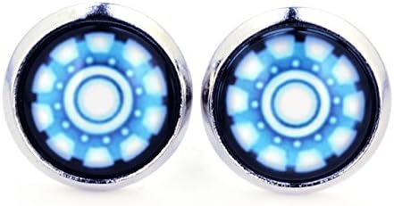 SCHMUCKZUCKER Unisex Stud Earring "Arc" silver colored Fashion Jewelry 12mm blue black