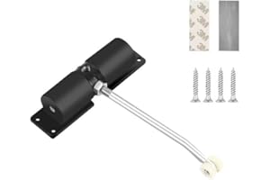 RICHSUM Adjustable Automatic Spring Door Closer for Interior Doors 20-35kg, Quiet Auto Closing with Adjusting Rod and Screws (Black)
