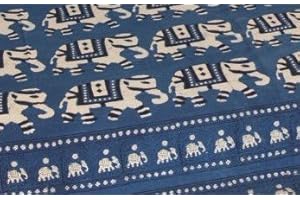 Guru-Shop Narzuta na łóżko z nadrukiem blokowym, narzuta na sofę, ręcznie robiona deska wisząca, ręcznik ścienny niebieski, wielokolorowy - wzór 7, bawełna, rozmiar: podwójna 225 x 275 cm, narzuta na łóżko z nadrukiem blokowym