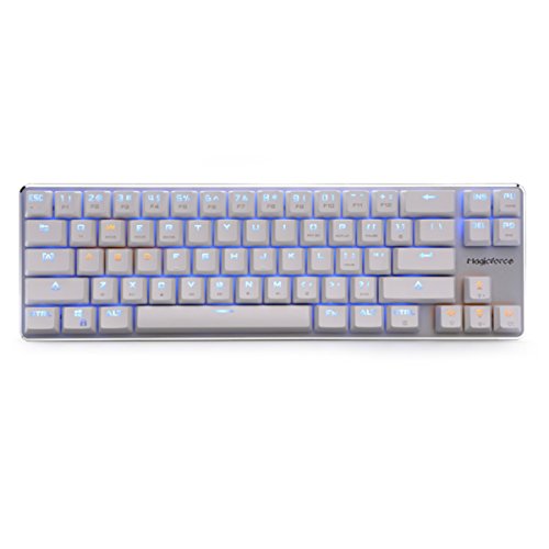 Preisvergleich Produktbild Qisan® Gaming Tastatur Mechanische Hintergrundbeleuchtung Verdrahtet Tastatur Kailh Schwarz Switch 68-Tasten Mini-Design (60%) Fall Weiß Magicforce