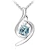 Om Jewells 18k White Gold Plated Blue Solitaire Crystal Curvy Pendant with Chain For Women & Girls RS.219.00