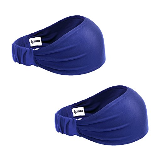 2-Stück Sport Stirnband Schweißband, Ipow Anti- Rutsch kopf schweissband, atmungsaktiv für Rennen, Joggen, Volleyball, Yoga, Fitness, Herren/ Damen Moderne Haarband