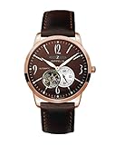 Zeppelin Herren-Armbanduhr Flatline Open Heart Analog Automatik Leder 73625