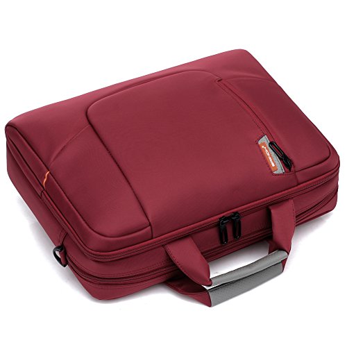 BRINCH 17,3 Zoll neue weiche Nylon stoßfest Laptop Computer Umhängetasche Messenger Bag Aktentasche mit Taschen & Griffe und abnehmbaren gepolstertem Schulterriemen für 17 – 17,3 Zoll Laptop / MacBook / Notebook / Chromebook / Tablet Computer, Rot - 9