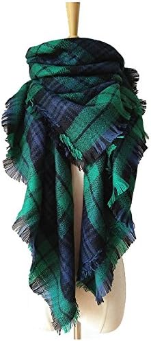 XJoel Women's Multi Color Plaid Pattern Fringe Detail Infinity Scarf