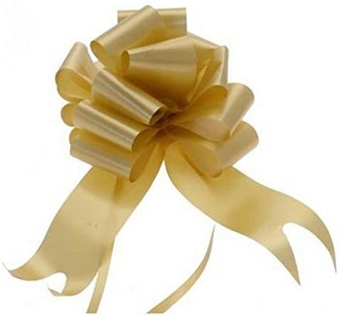 Gold Pull Ribbon florist Bows For Arts &amp; Crafts, gift wrapping, decorations, weddings, flowers - 5 Bows in each pack, 47 Inches long (5 pull bows)