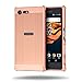 Produktbild Sony Xperia X Compact Spiegel Hülle,Sony Xperia X Compact Mirror Cover,WIWJ Handyhülle Mirror Spiegel Metall Case Cover 2 in 1 Aluminium Rahmen PC Zurück Rückseite Bumper Case Metal Hülle Ultra Dünn Anti-Shock Glitzer Bling Schutz Handy Hülle Case Schutzhülle für Sony Xperia X Compact+1x Touch Stylus Pen-Roségold