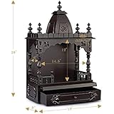 Aakaar Wooden Pooja Mandir Without Doors 18&quot; VO with Dome for Wall Hanging