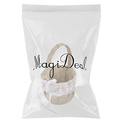 Vintage Sackleinen Jute Spitze Bow rustikale Hochzeit Blumenmädchen Korb - 2