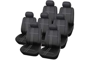 Shield Autocare 7 Seater Car Seat Covers Full Set – Universal Fit for 7 Individual Seats | Polyester with 2mm Foam Padding | Airbag Compatible | Machine Washable Protection