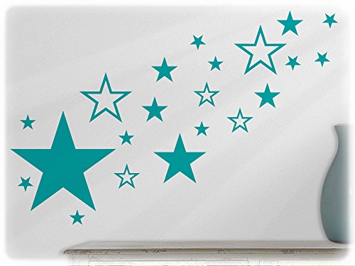 Preisvergleich Produktbild wandfabrik - Wandtattoo - 82 praktische Sterne in türkis