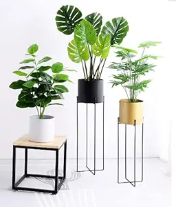 Zain Decor Home Decorative Tall Metal Plant Stand Planter for Living Room Bedroom, Set of 2-27 Inch (Gold & Black)