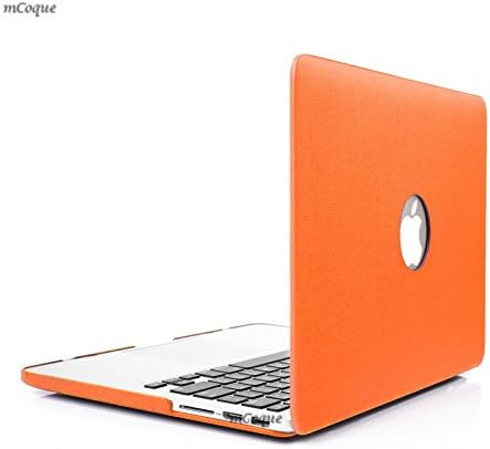 mCoque PU leather hard case for Macbook Pro 13" with Retina Display ( Model A1502 / A1425 without DVD player) - Orange (With a FREE Europe version transparent keyboard skin)