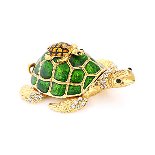 Preisvergleich Produktbild Ruiting Schmuckschatulle Klein, Schildkröte Schmuckkästchen Schmuckkoffer Schmuckaufbewahrung für Halskette Ohrringe 7 * 5 * 2.8cm Vintage 1 Stück (Grün)