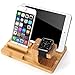Produktbild QIONGQIONG Apple Mobile Phone Android Iwatch Watch Tablet 3 In 1 Drahtlose Aufladung Kreative Halterung Bambus Holz USB Für iPhone Iwatch Apple Watch