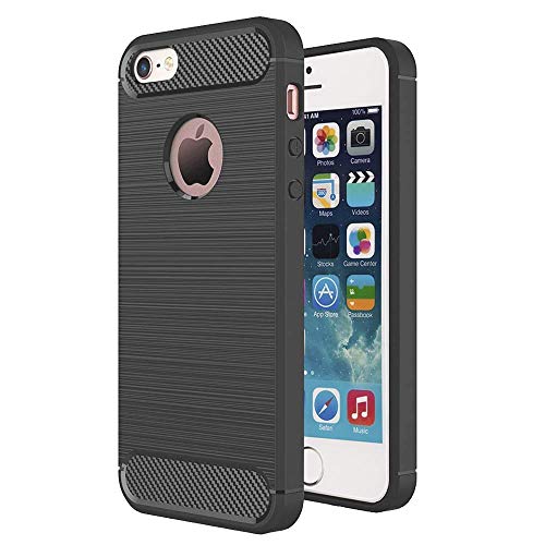 HUSHCO Funda iPhone 7 iPhone 8 Carcasa [Textura Fibra de Carbono] Ligera Silicona Suave TPU Gel Bumper Case Cover de Protección Antideslizante [Anti-Rasguño] [Anti-Golpes] Caso (Gris)