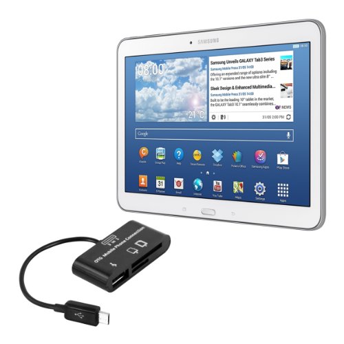 kwmobile 3in1 Micro USB OTG Kabel Adapter für Samsung Galaxy Tab 4 10.1 T530 / T531 / T535 – Card Reader Tablet Kartenleser Anschluss für USB 2.0 / SD Karte / Micro SD Karte in Schwarz - 3