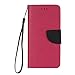 Produktbild Lonchee iPhone 7 (4,7 zoll) Wallet Tasche Brieftasche Schutzhülle ,Hit-Farbdesign Hochwertige PU Leder Folio Tasche Case Hülle im Bookstyle mit Standfunktion Kredit Kartenfächer (Rose rot / schwarz)