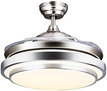 Gzlight 107cm/42" Invisible Ceiling Fan Lights Modern Minimalist Style Double Aluminum Alloy Housing Silver, 72+Hrs Led Dimming Control