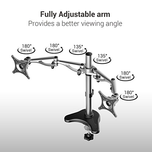 Comprar FLEXIMOUNTS M13 Soporte de aluminio para monitor en escritorio
con doble brazo de movimiento completo cuadra monitor de pantalla LCD
de 10"-27" de ordenador, montaje de abrazadera, con capacidad de carga
de 17,6 lbs para cada monitor en Amazon