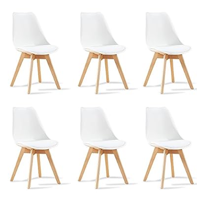 Designetsamaison Lot de 6 chaises scandinaves blanches - Bjorn