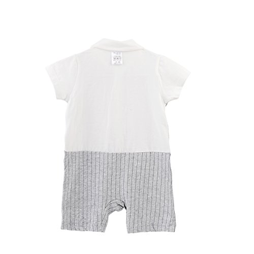 Fairy Baby Baby Outfits Jungen Smoking Anzug Kurze Abendkleider Festliche babymode Kleidung mit Fliege Strampler, Grauer Streifen, 12-18 Monate - 2