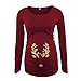 Produktbild Damen Umstands-Oberteil Top T-Shirt,Schwangere Maternity Damen Umstandsmode T-Shirts lustige Weihnachten Drucken Schwangerschaft Geschenk Langarm (S, Rot)