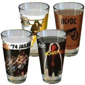 AC/DC Angus Young Glass Set 4 Beer Soda Pint Glasses New Gift: Amazon ...