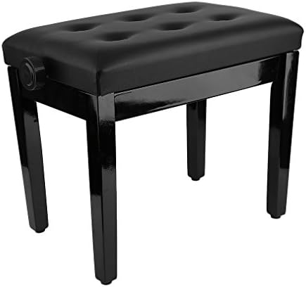 Niceao Adjustable Piano Stool Piano Bench Classic Piano Piano Bench with Faux Leather and Hidden Gate, Black Matte
