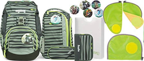 Preisvergleich Produktbild Ergobag Pack Super NinBär Schulrucksack-Set 6tlg + Sicherheitsset Grün