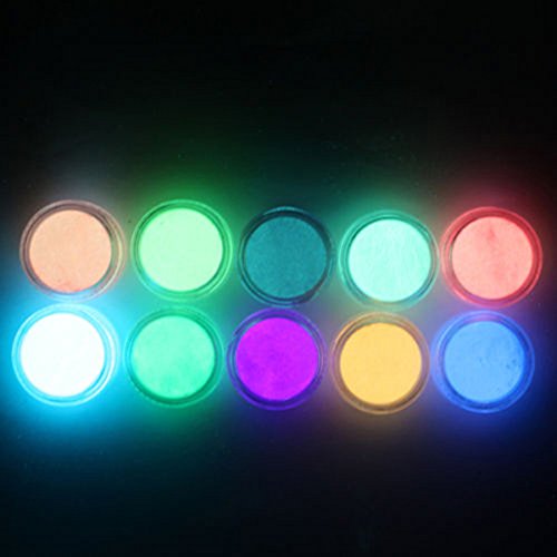 More Care 10 Colors Nail Fluorescent Powder Glow In Dark Nail Art Acrylic