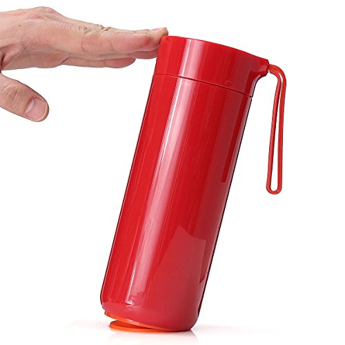 TAPCET 400ml Rotes Reisebecher Vakuum Thermosflasche Edelstahl Isolierflasche Trinkflasche Becher Unten mit Saugnäpfen Für Büro Schule Fitness Outdoor Sport - 4