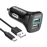 【Quick Charge 3.0】 Este cargador de coche carga dispositivos compatibles hasta 4 veces más rápido que los cargadores traditionales con la tecnología Qualcomm Quick Charge 3.0, compatible con QC 1.0, 2.0 y 3.0, carga para Samsung Galaxy S9/S9 Plus, Note 8/S8/S8 Plus, S7/S7 Edge