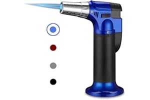 Butane Torch, ibforcty Refillable Culinary Cooking Torch Kitchen Blow Torch Lighter with Safety Lock Adjustable and Lock Flame (Butane Gas not Included) (Blue)