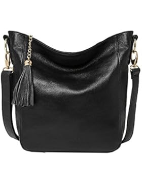 Menschwear Damen Echtes Büffel Leder Schulter Tasche handtasche Cross-Body Tasche 30cm