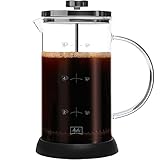 Melitta Cafetière à Piston en Verre, French Press, Pour Café ou Thé, Adapté au Micro-Onde, Acier Inoxydable, 1,2 L (9 Tasses), Standard, Inox