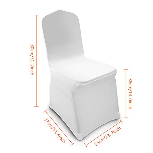 Homdox 100 Stücke Universal Stuhlhusse Elasthan Stretchhusse Stuhlbezug Stuhlüberzug Stuhl Husse f. Hochzeit Partys Bankett Dekoration Weiß - 2