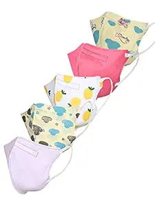 hobf Kids N95 with Nosepin - 5 Layers masks in assorted colours ideal for Boys & Girls. (Mauve,Pink,Pr. yellow - Plain,Pr. yellow - sky,Pr. white.)