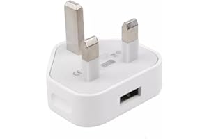 AL AJAL USB Wall Charger Adapter, UK 3-Pin Plug, Single Port, White 1 Amp / 1000mah Charging Plug compatible with Phone