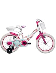 Bicicleta Niña Chica 16 Pulgadas Frenos al Manillar Basura y Top Case y Ruedas Extraibles Blanco