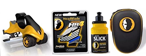 HeadBlade ATX Kit - ATX Razor + HB4 Razor Blades + Slick Shaving Cream 8oz 237ml + Case