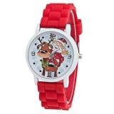 Kinderuhr Armbanduhr Kinder Farbe Fashion Chenang Watch Silikonarmband Kinder Analoge Quartz Uhren Wasserdicht Uhr Sport Digitale Armbanduhr mit (Rot)