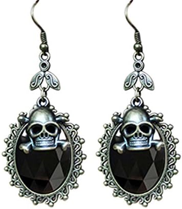 YOUBETTER Skeleton Earrings Original Gothic Halloween Retro Earrings (Black)
