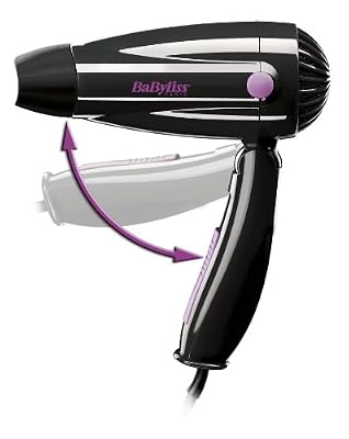 BaByliss 5250E Seche Cheveux de voyage pliant avec trousse 1200W noir / rose